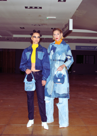 Quilted Denim Upcycled Longline Coat