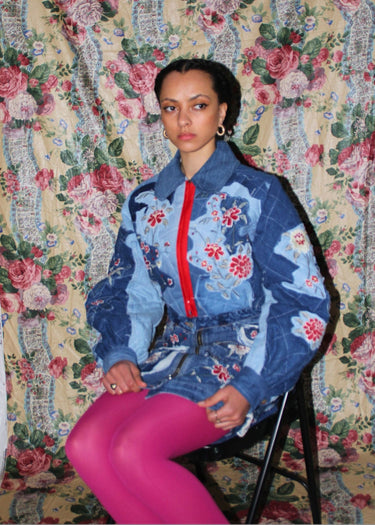 Upcycled Denim Bomber Jacket