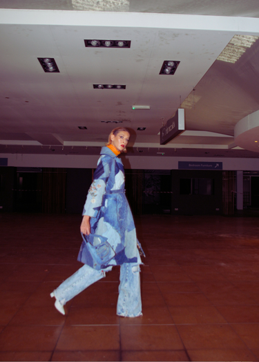 Quilted Denim Upcycled Longline Coat