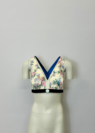 Upcycled Floral x Denim Upcycled Cropped Top
