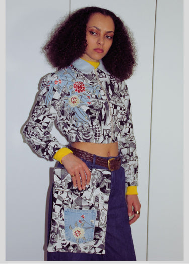 Upcycled Abstract Cropped Jacket