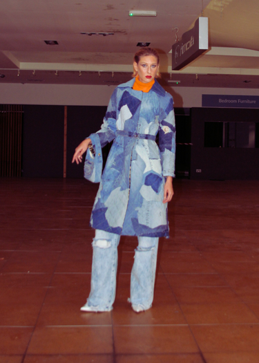 Quilted Denim Upcycled Longline Coat
