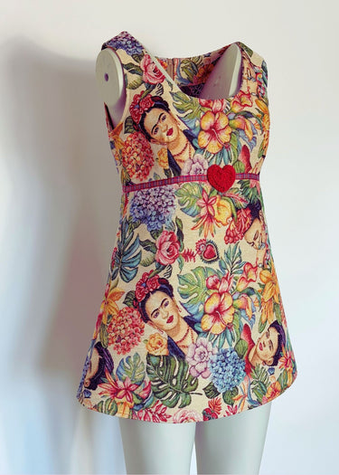 Vintage Frida Upcycled Tapestry Mini Mod Dress