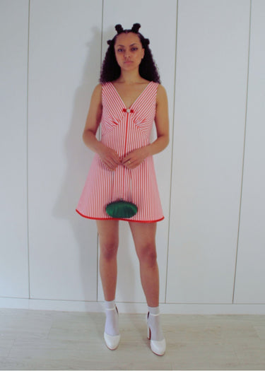 Red And White Striped Mod A Line Dress