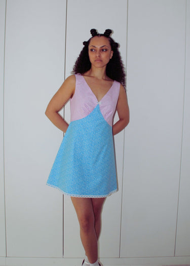 Pastel Duo Floral Festival Summer Mod Dress